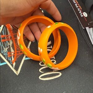 Orange Floral Bangles
